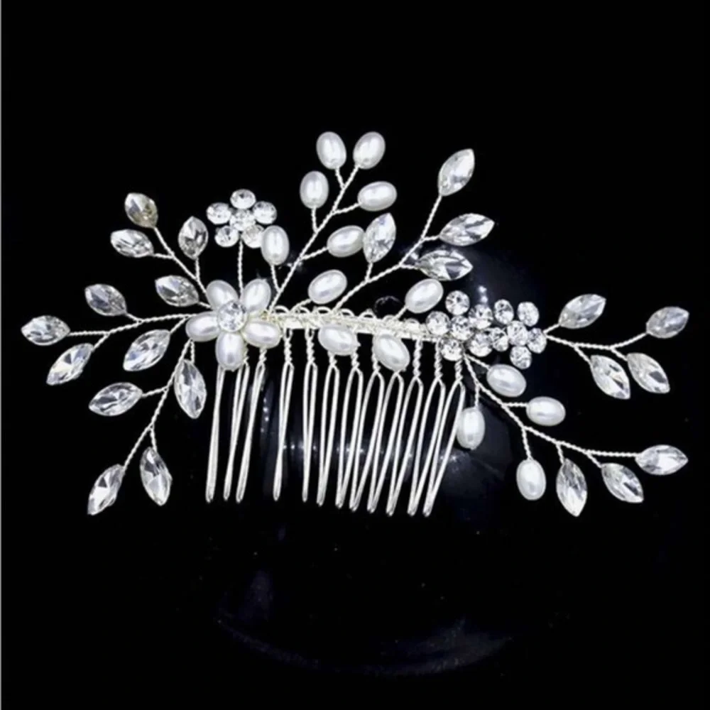 Women’s Hair Comb Clip Bridal Rhinestone Pearl Hair Accessory Boho Prom